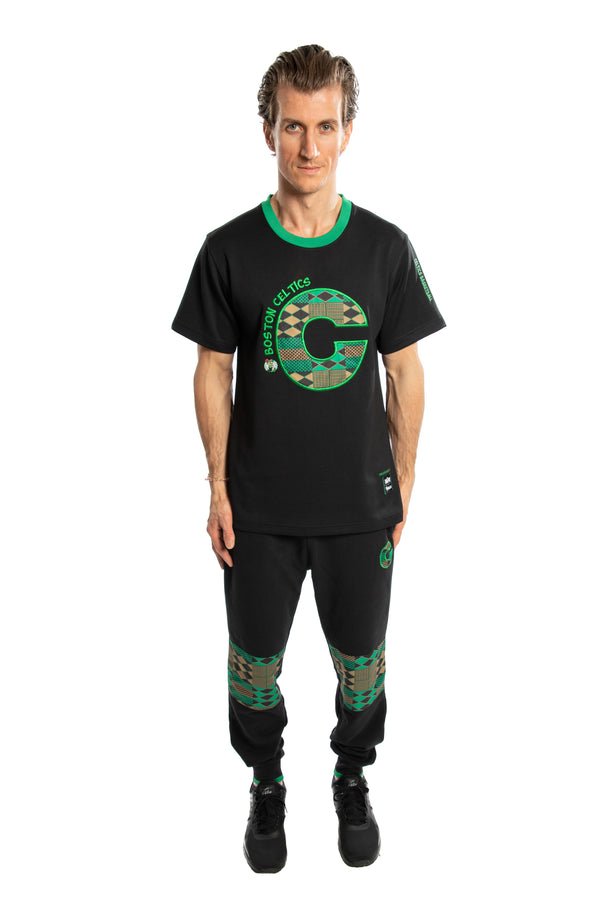 Boston Celtics 90's Kente Team Letter Performance T-Shirt Black