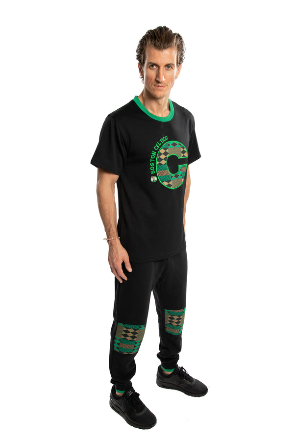 Boston Celtics 90's Kente Team Letter Performance T-Shirt Black