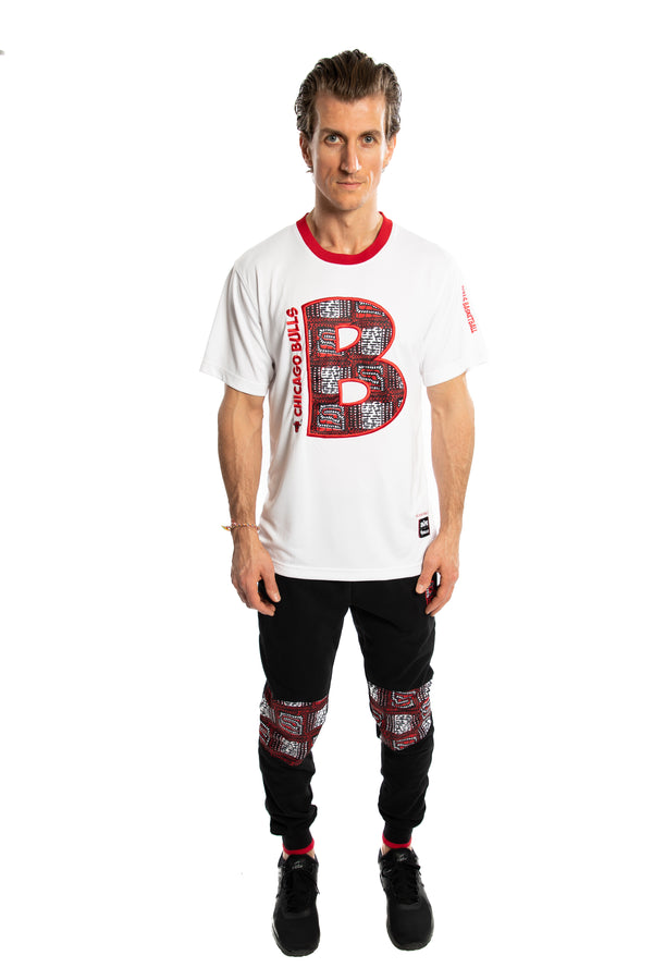 Chicago Bulls 90's Kente Team Letter Performance T-Shirt White