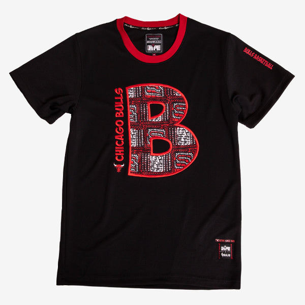 Chicago Bulls 90's Kente Team Letter Performance T-Shirt Black